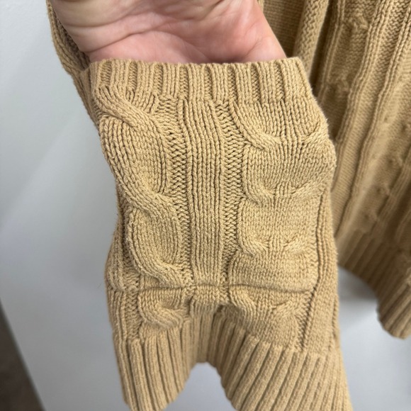 Sleeveless Cable Knit Cardigan Vest Shawl Collar Pockets Beige Sweater‎ - Picture 5 of 7